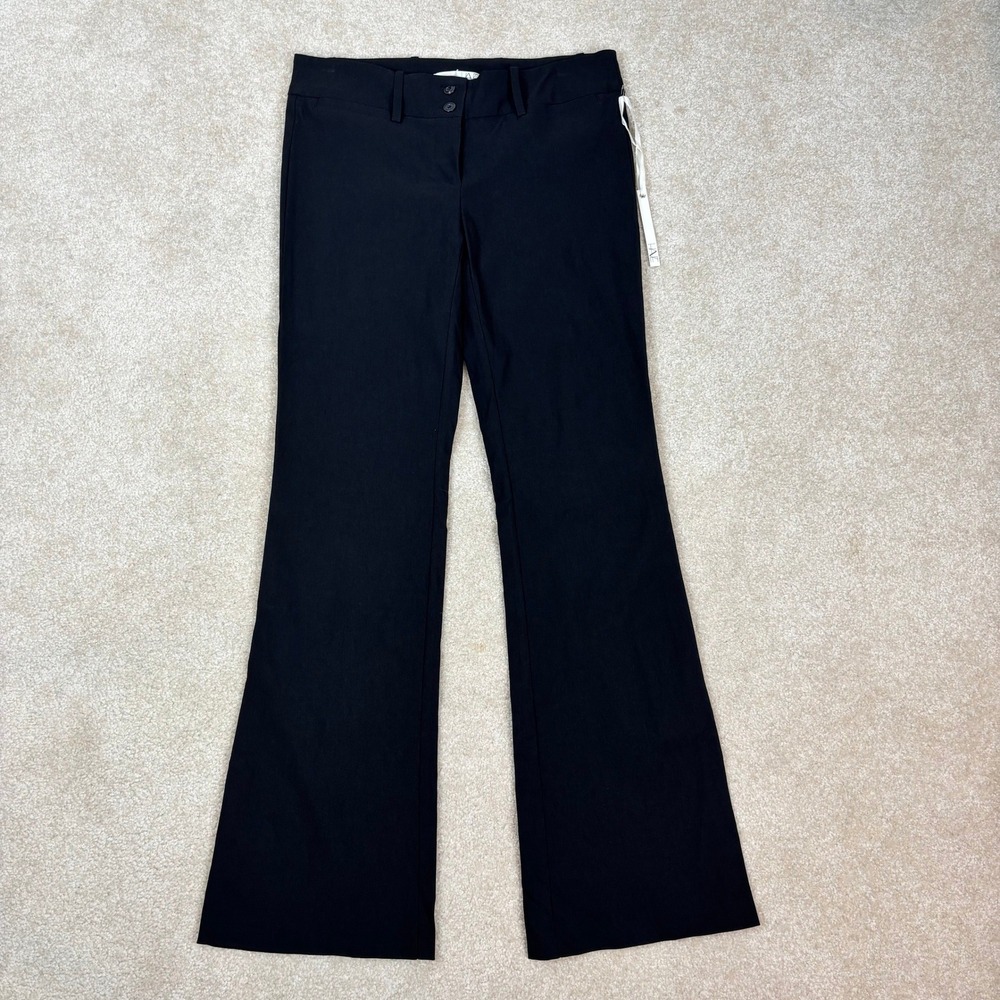 Hale Women Black Flare Leg Trousers Stretch Cotton Dress Pants LP9013134-MI M